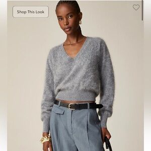 J.crew Brushed cashmere cropped V-neck sweater